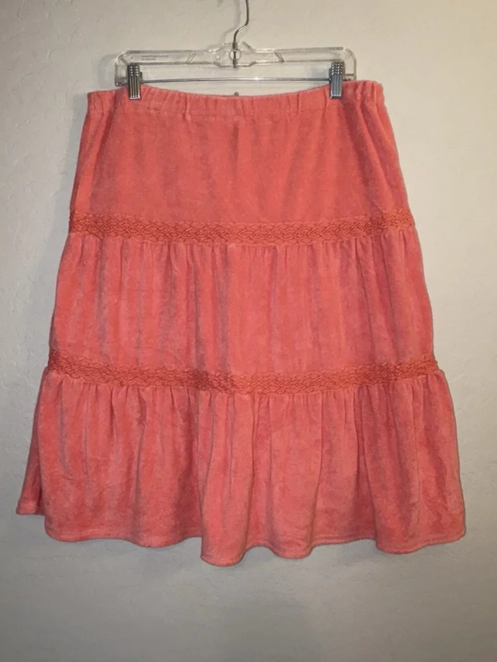 Vintage Bb Belly Basics Y2K Terry Cloth Lace Midi Skirt Pink 00’s Grunge Fairy M
